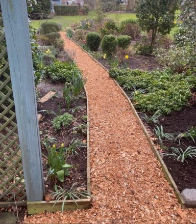 garden clearance and wood chipping path