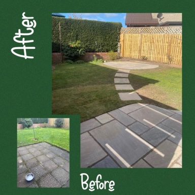 Sandstone paving and patio